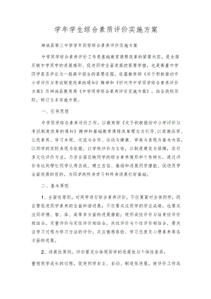 学年学生综合素质评价实施方案.docx