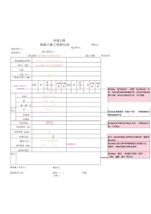 施表-26 混凝土施工原始记录表.docx