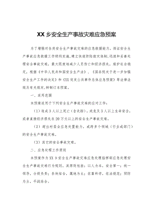 XX乡安全生产事故灾难应急预案.docx