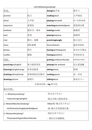 Unit 1 重点单词及句型总结.docx