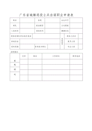 广东省城镇退役士兵自谋职业申请表.docx