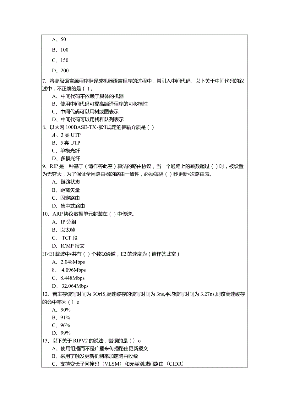 网络工程师考试试卷(共六卷).docx_第2页