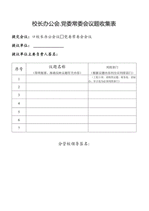 校长办公会、党委常委会议题收集表.docx