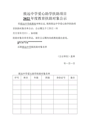 致远中学爱心助学扶助项目2022-年度教育扶助对象公示.docx