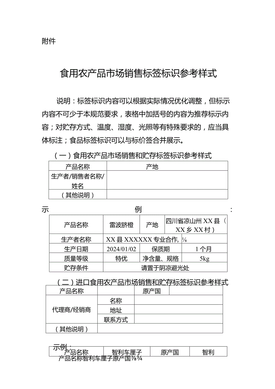 食用农产品市场销售标签标识参考样式.docx_第1页