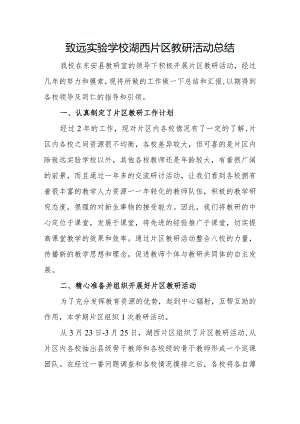 致远实验学校湖西片区教研活动总结.docx