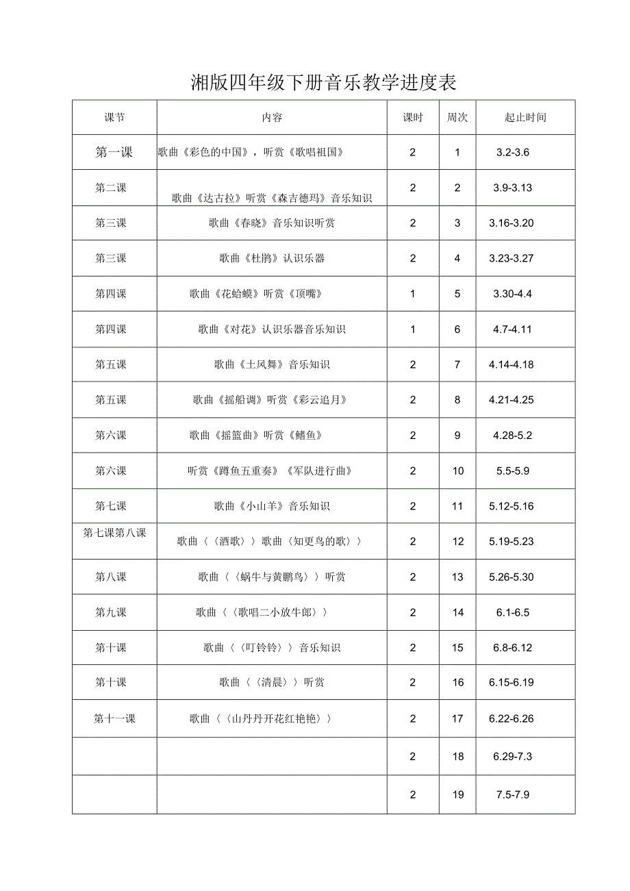 湘版四年级下册音乐教案.docx_第1页