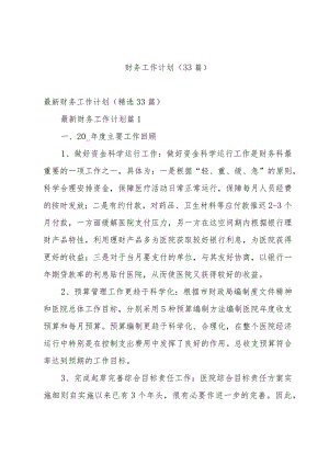 财务工作计划（33篇）.docx