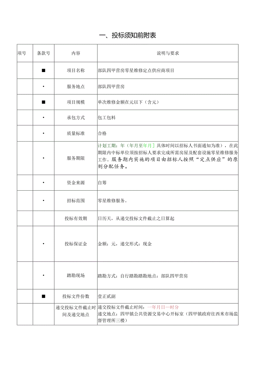 部队营房零星维修招投标书范本.docx_第2页