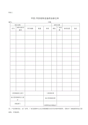 甲供甲控材料表-工程部-格式模板.docx