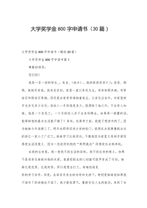 大学奖学金800字申请书（30篇）.docx