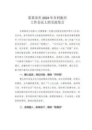 某某市在2024年乡村振兴工作会议上的交流发言.docx