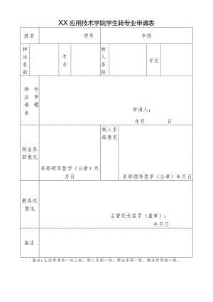 XX应用技术学院学生转专业申请表（2024年）.docx