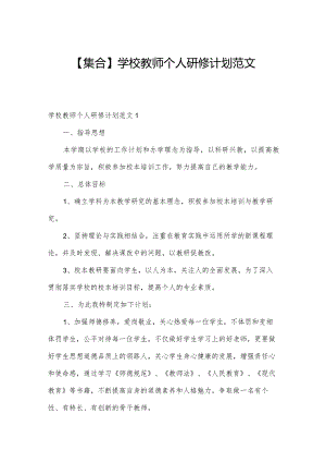 【集合】学校教师个人研修计划范文.docx