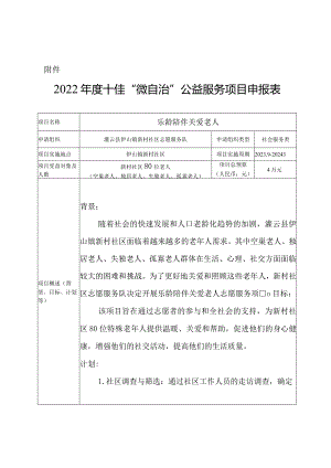 新村社区志愿服务队 乐龄陪伴 关爱老人 申报表.docx