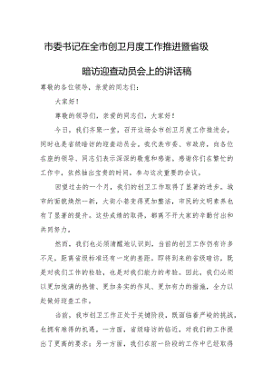 市委书记在全市创卫月度工作推进暨省级暗访迎查动员会上的讲话稿.docx