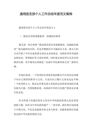 通用团支部个人工作总结年度范文集锦.docx