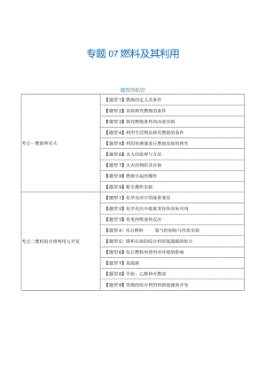 第七单元 燃料及其利用 【考题猜想】（18大题型）（原卷版）.docx