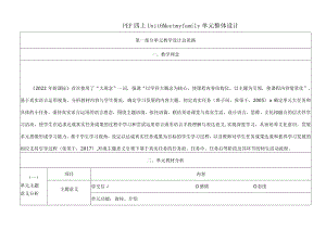 人教PEP四上大单元教学设计Unit 6 Meet my family Part B Let’s talk.docx