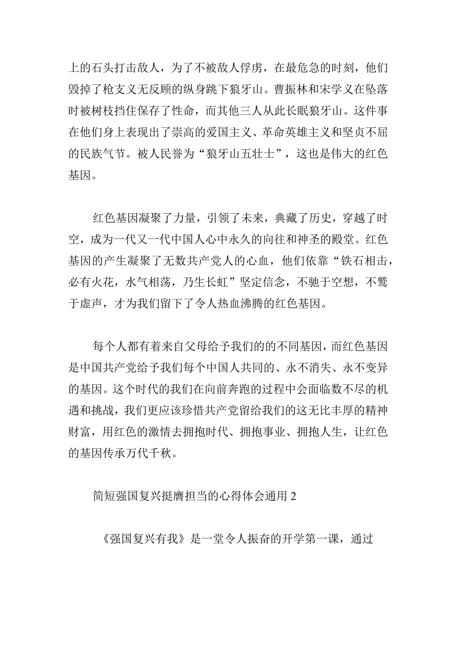 简短强国复兴挺膺担当的心得体会通用.docx_第2页