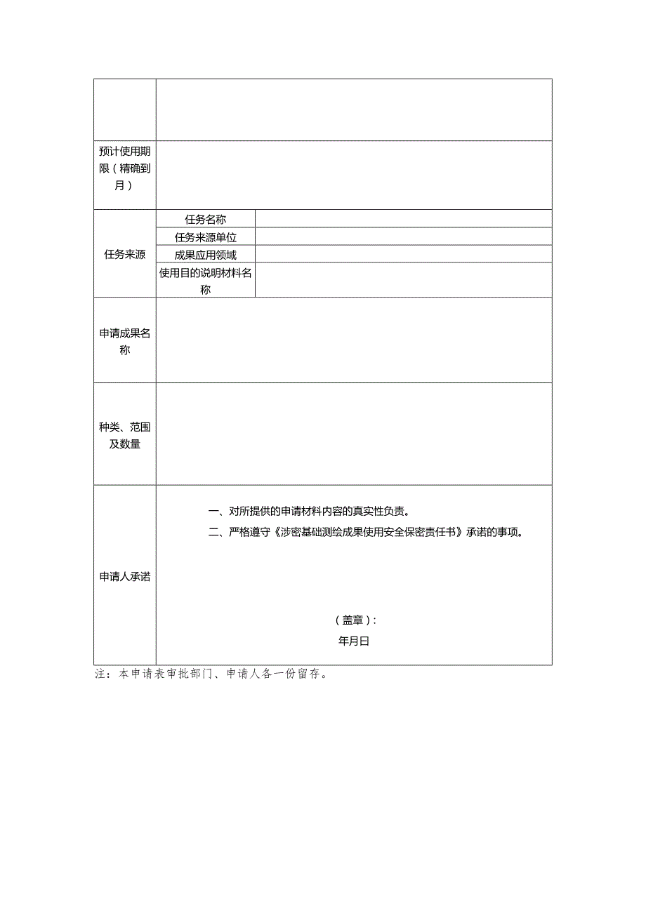 山东涉密基础测绘成果提供使用申请表、安全保密责任书、成果使用许可协议.docx_第2页