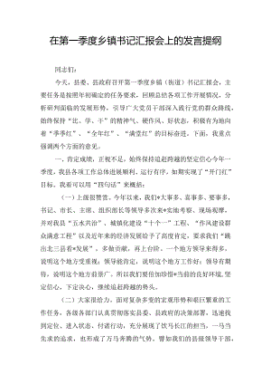 在第一季度乡镇书记汇报会上的发言提纲.docx