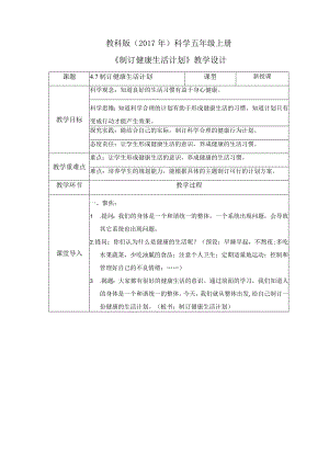 4-7 制订健康生活计划（教案）教科版科学五年级上册.docx