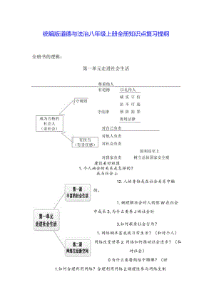 统编版道德与法治八年级上册全册知识点复习提纲（实用必备！）.docx