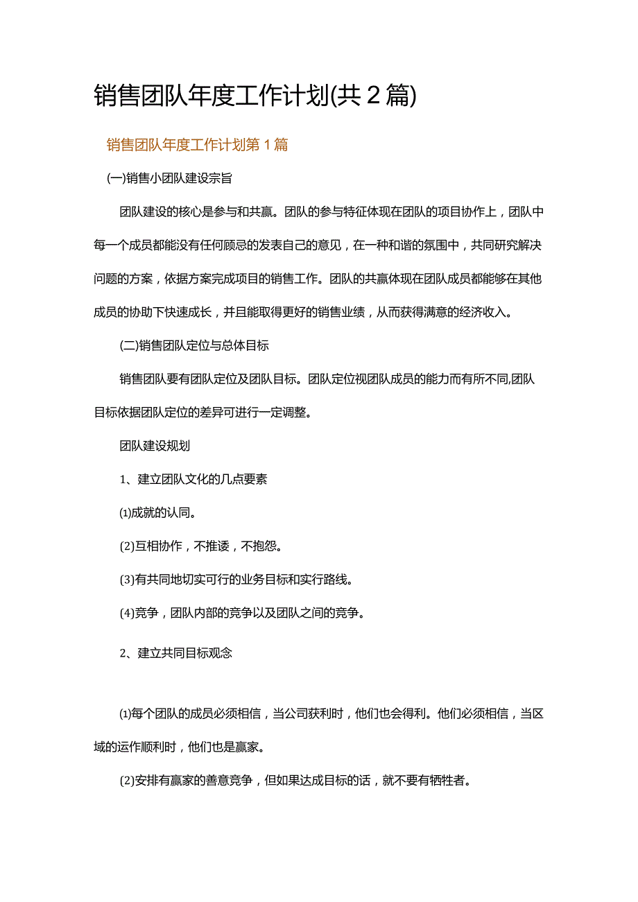 销售团队年度工作计划.docx_第1页