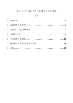 农业一二三产业融合政府引导与投资引导分析报告.docx