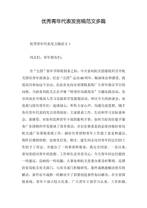 优秀青年代表发言稿范文多篇.docx