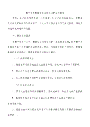 数字贸易数据安全及隐私保护分析报告.docx