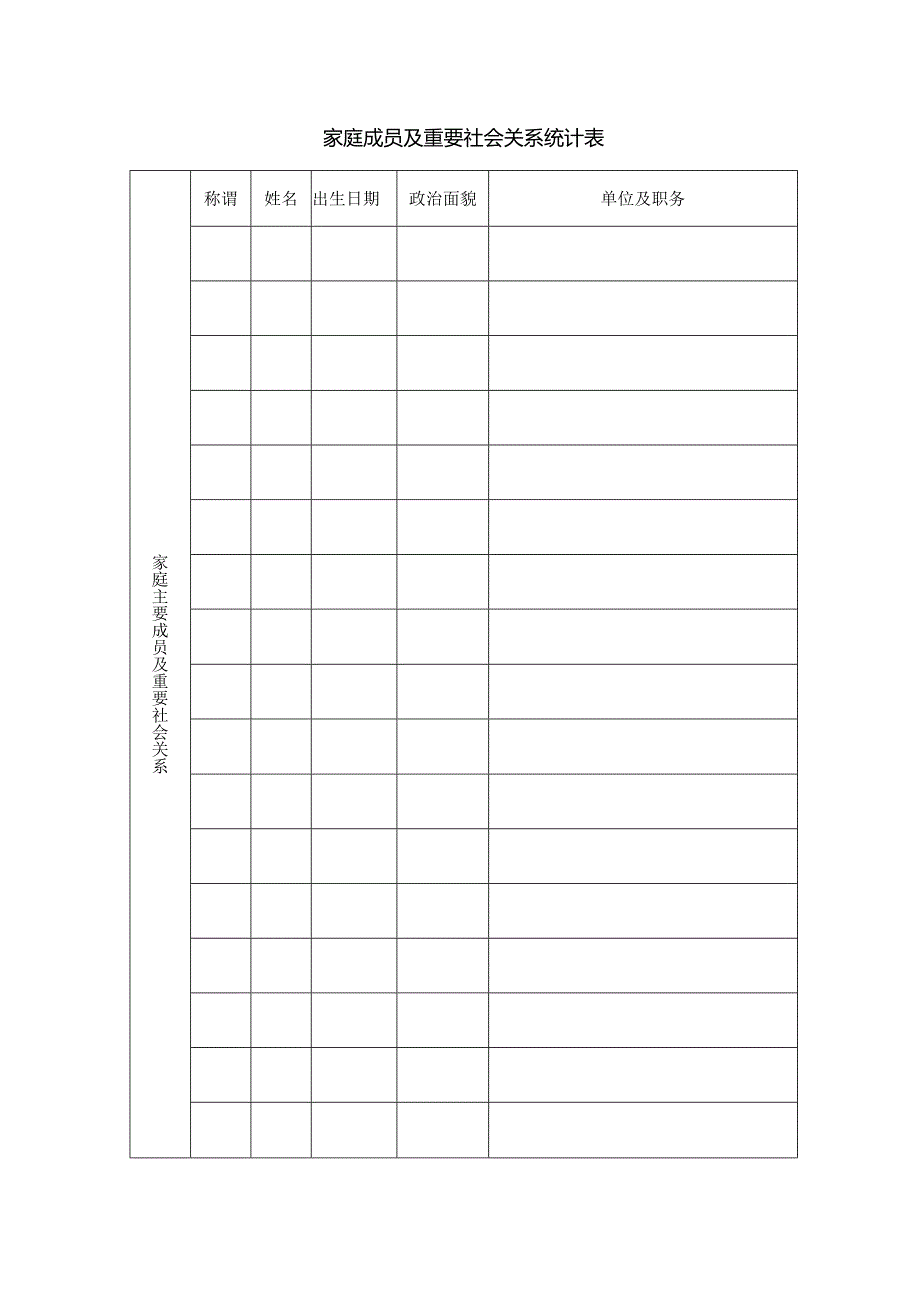 家庭成员及重要社会关系统计表.docx_第1页