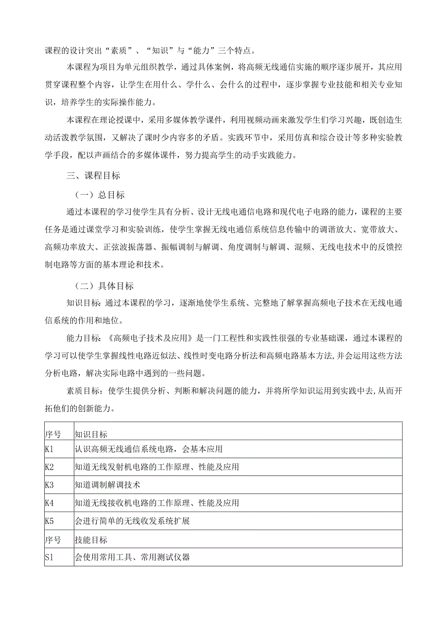 《高频电子技术及应用》课程标准.docx_第2页