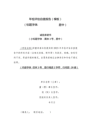 北京市民办高等学校、民办非学历高等教育机构年度评估自查报告模板、审计任务书.docx