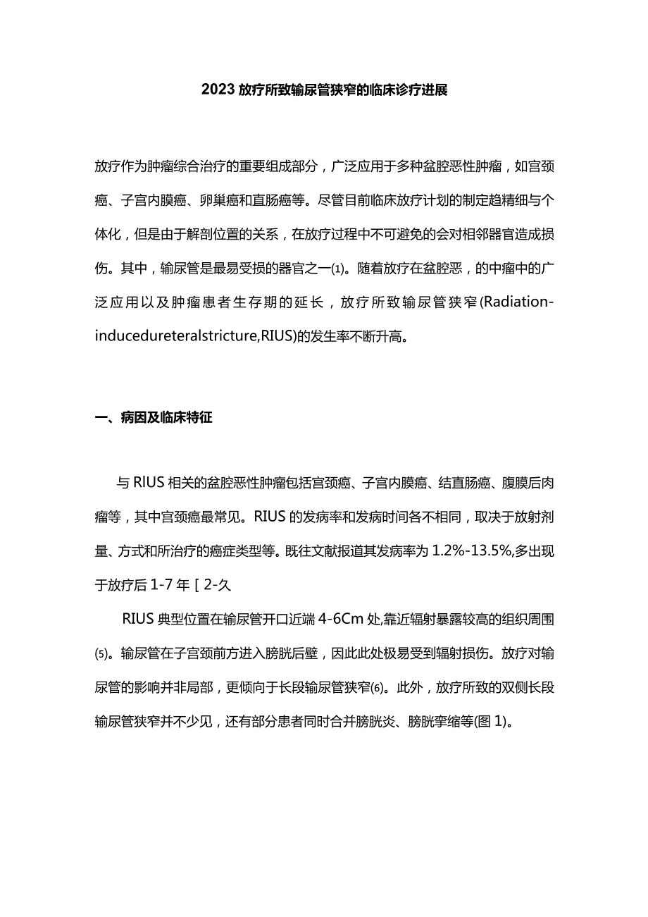 2023放疗所致输尿管狭窄的临床诊疗进展.docx_第1页