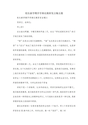 校长新学期开学典礼精彩发言稿五篇.docx