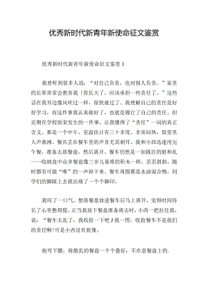 优秀新时代新青年新使命征文鉴赏.docx