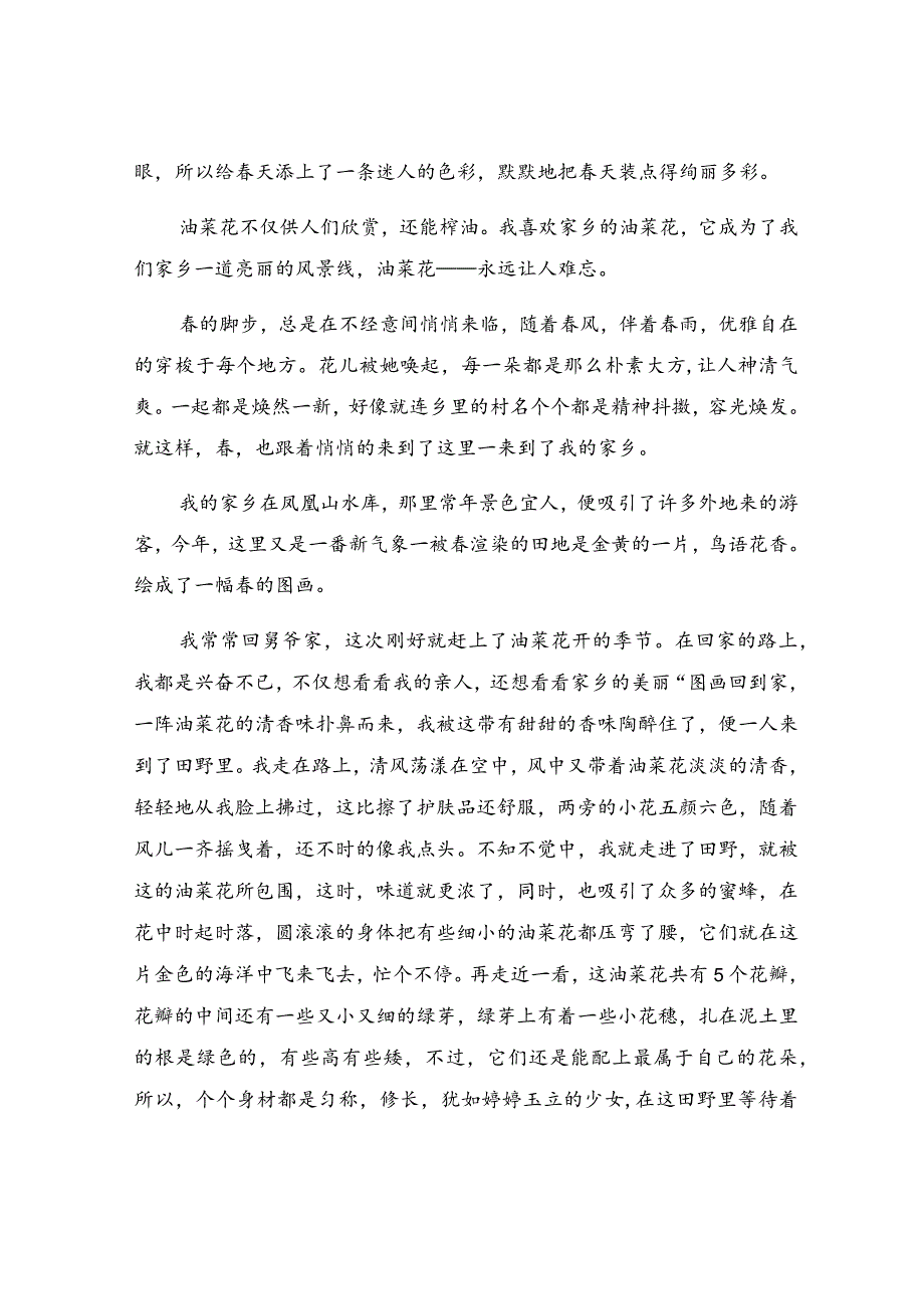 家乡油菜花小学作文（通用36篇）.docx_第3页