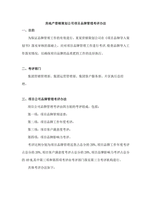 房地产营销策划公司项目品牌管理考评办法.docx