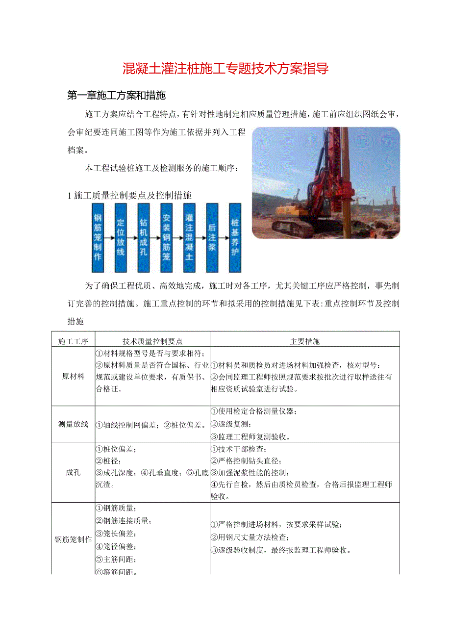 混凝土灌注桩施工专题技术方案指导.docx_第1页