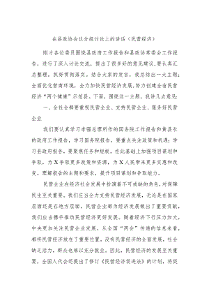 在县政协会议分组讨论上的讲话（民营经济）.docx