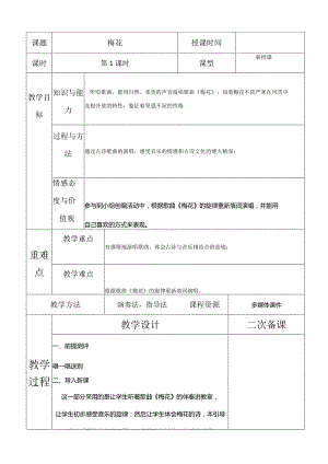 人教版五年级下册音乐梅花教案.docx