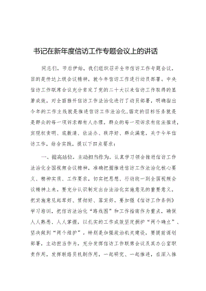 在新年度信访工作专题会议上的讲话（书记）.docx