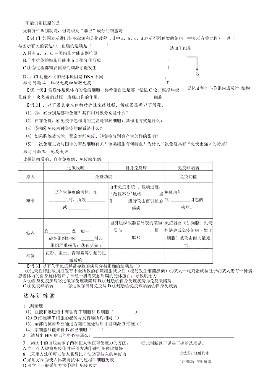 免疫调节一轮复习导学案无答案公开课.docx_第2页