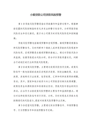 小额贷款公司贷款风险预警.docx