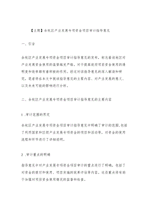 余杭区产业发展专项资金项目审计指导意见.docx