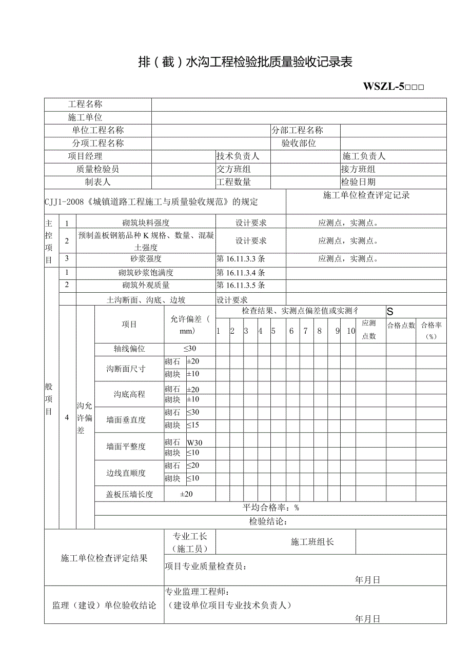 排（截）水沟工程检验批质量验收记录表.docx_第1页