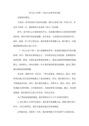 春节后上班第一天收心会领导讲话稿.docx