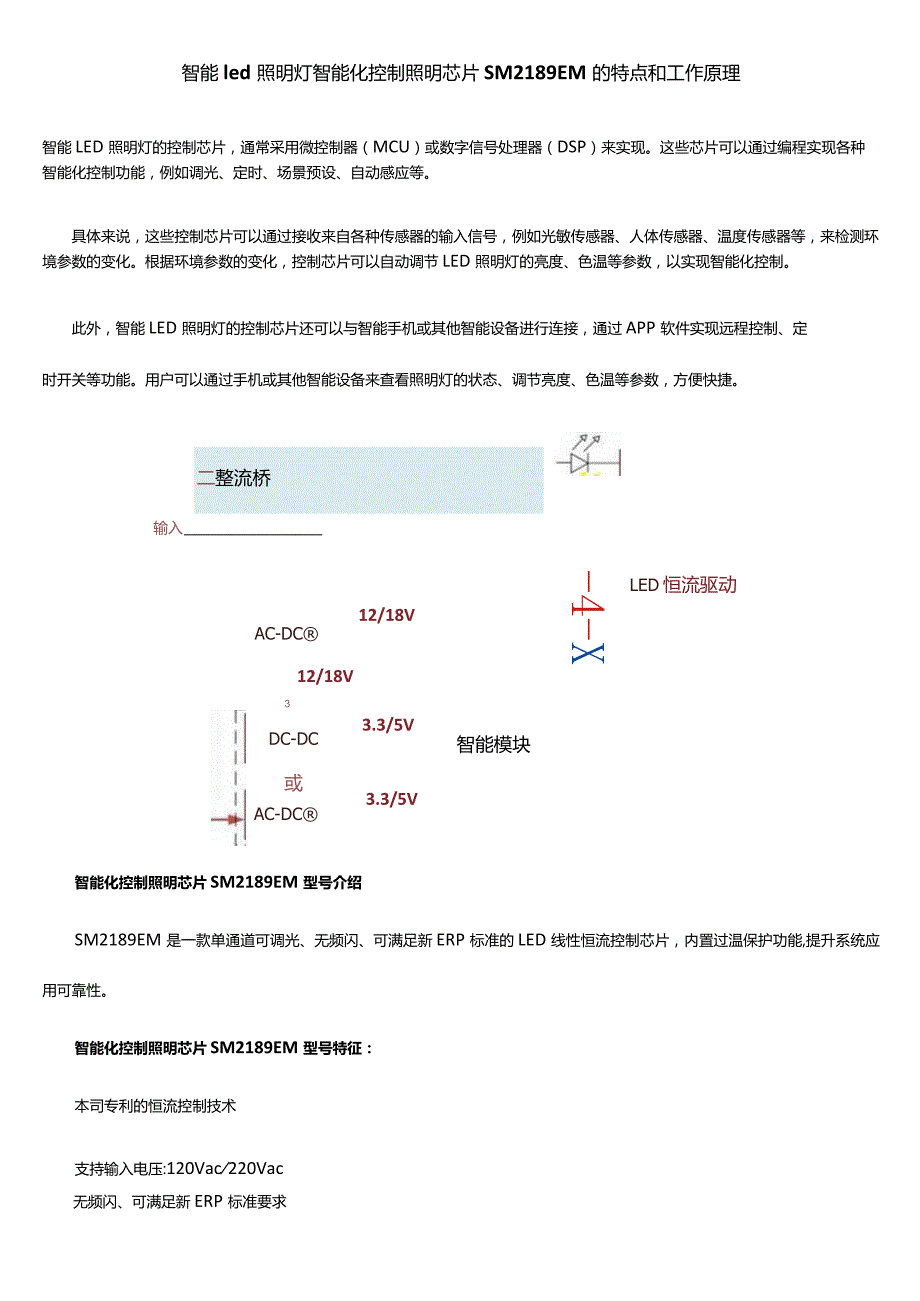 智能led照明灯智能化控制照明芯片SM2189EM的特点和工作原理.docx_第1页